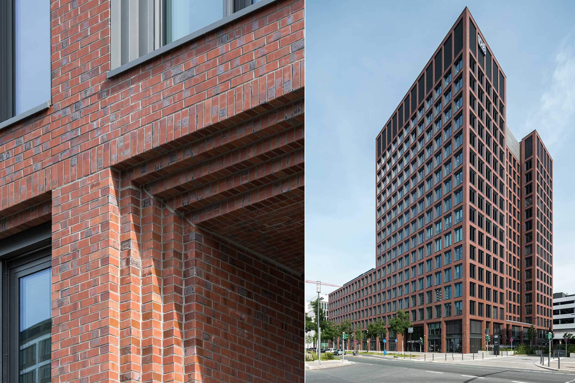 Deutsche Bahn Tower, Ansicht und Detail, Aldinger Architekten