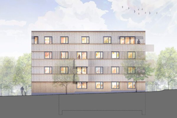 Holzhybridhaus in Waiblingen, Ansicht-West - Aldinger Architekten