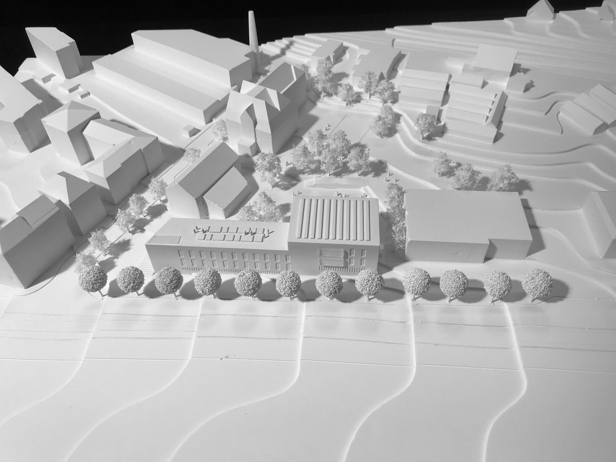 Modell des Entwurfs der Aldinger Architekten für die Stuttgarter Pragschule