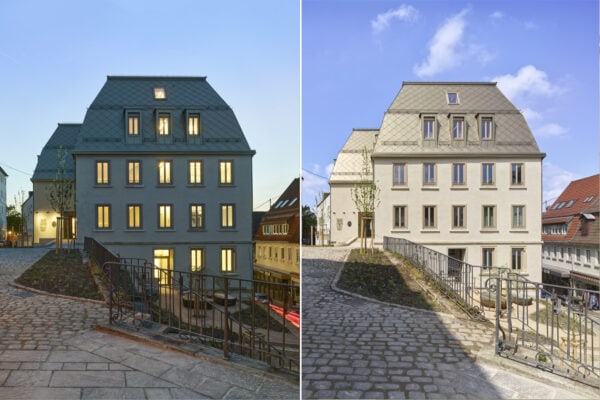 Hölderlin Haus Nürtingen bei Tag und bei Nacht