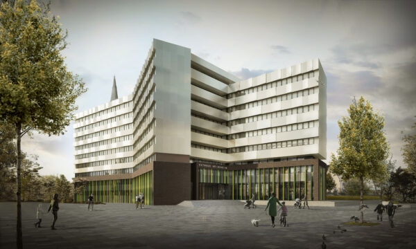 Nord-West Fassade des revitalisierten Rathaus Heidenheim
